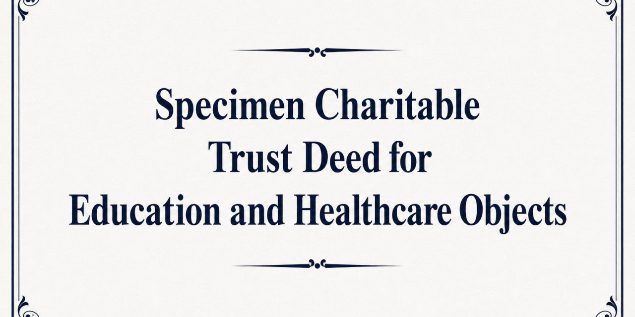 Specimen Charitable Trust Deed for Education and Healthcare Objects